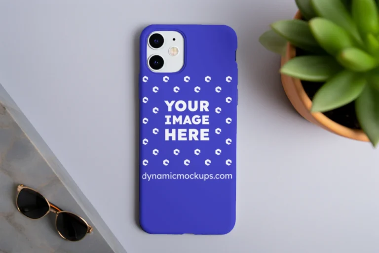iPhone Blue Phone Case Mockup Template