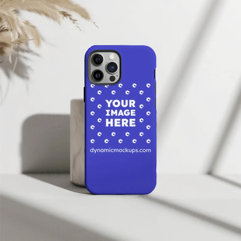 iPhone Blue Phone Case Mockup Template