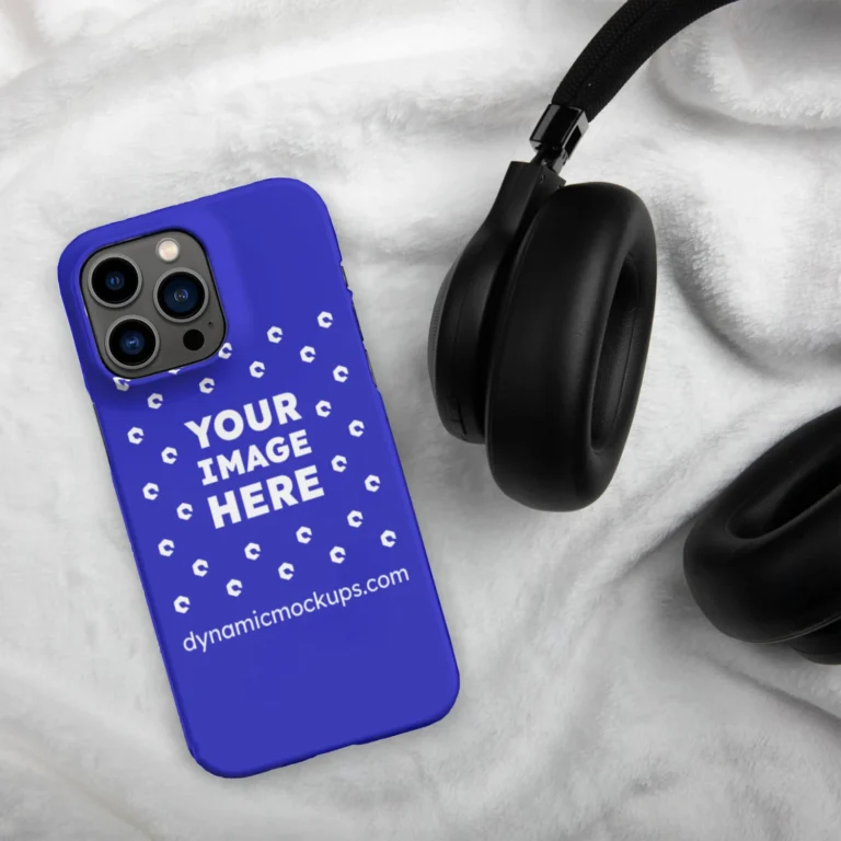 iPhone Blue Phone Case Mockup Template