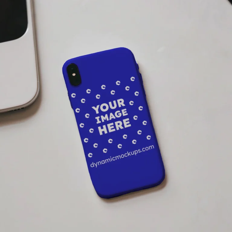 iPhone Blue Phone Case Mockup Template