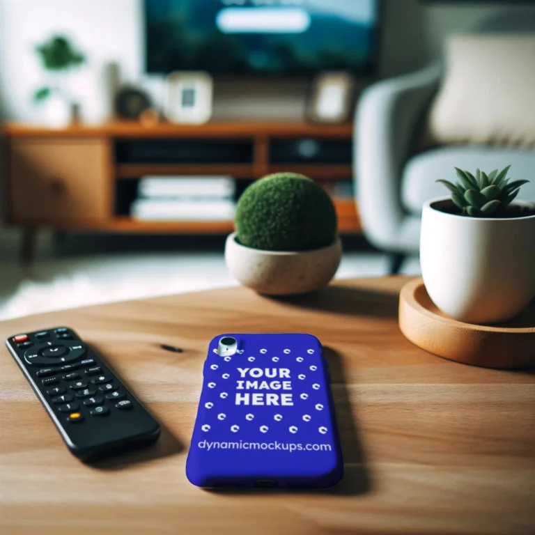 iPhone Blue Phone Case Mockup Template