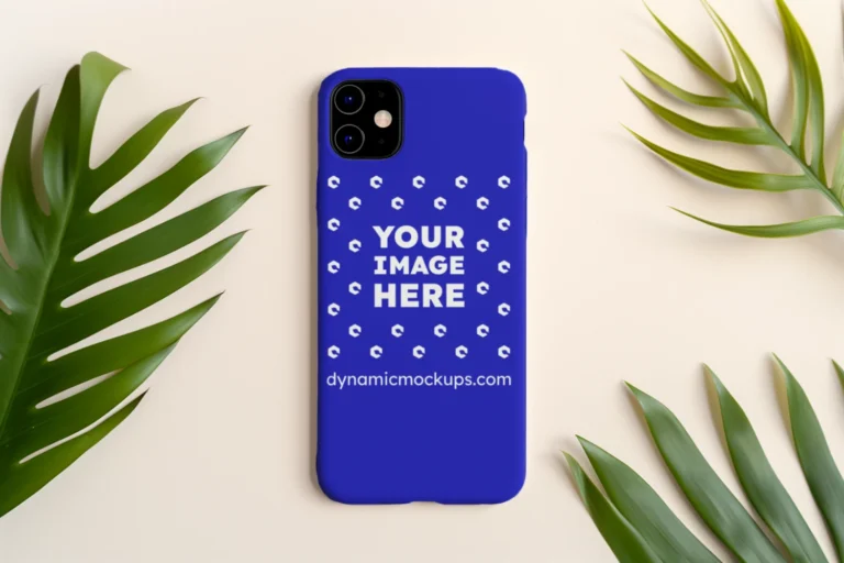 iPhone Blue Phone Case Mockup Template