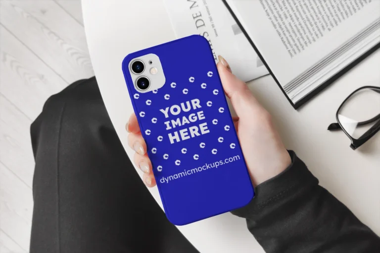 iPhone Blue Phone Case Mockup Template