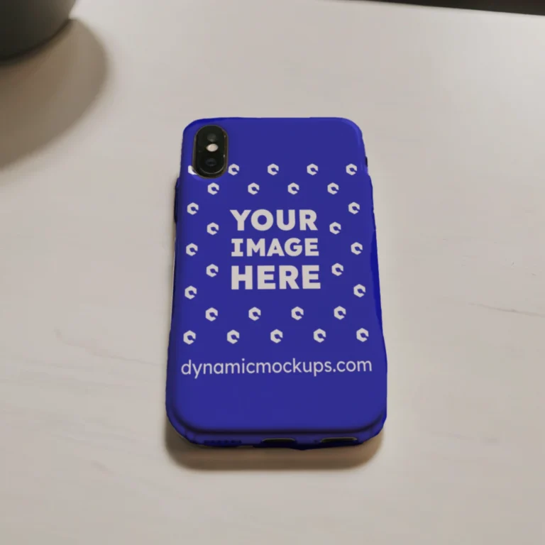 iPhone Blue Phone Case Mockup Template