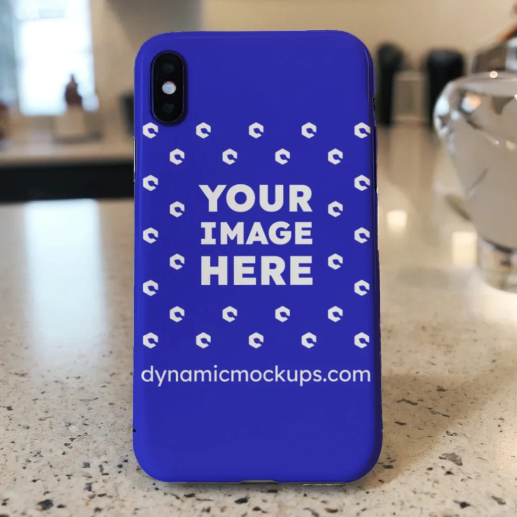 iPhone Blue Phone Case Mockup Template