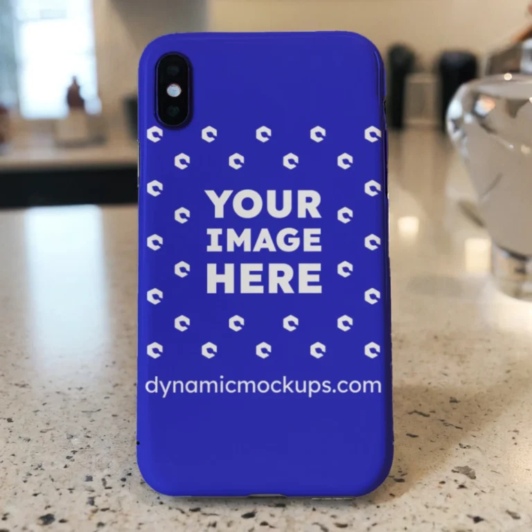 iPhone Blue Phone Case Mockup Template