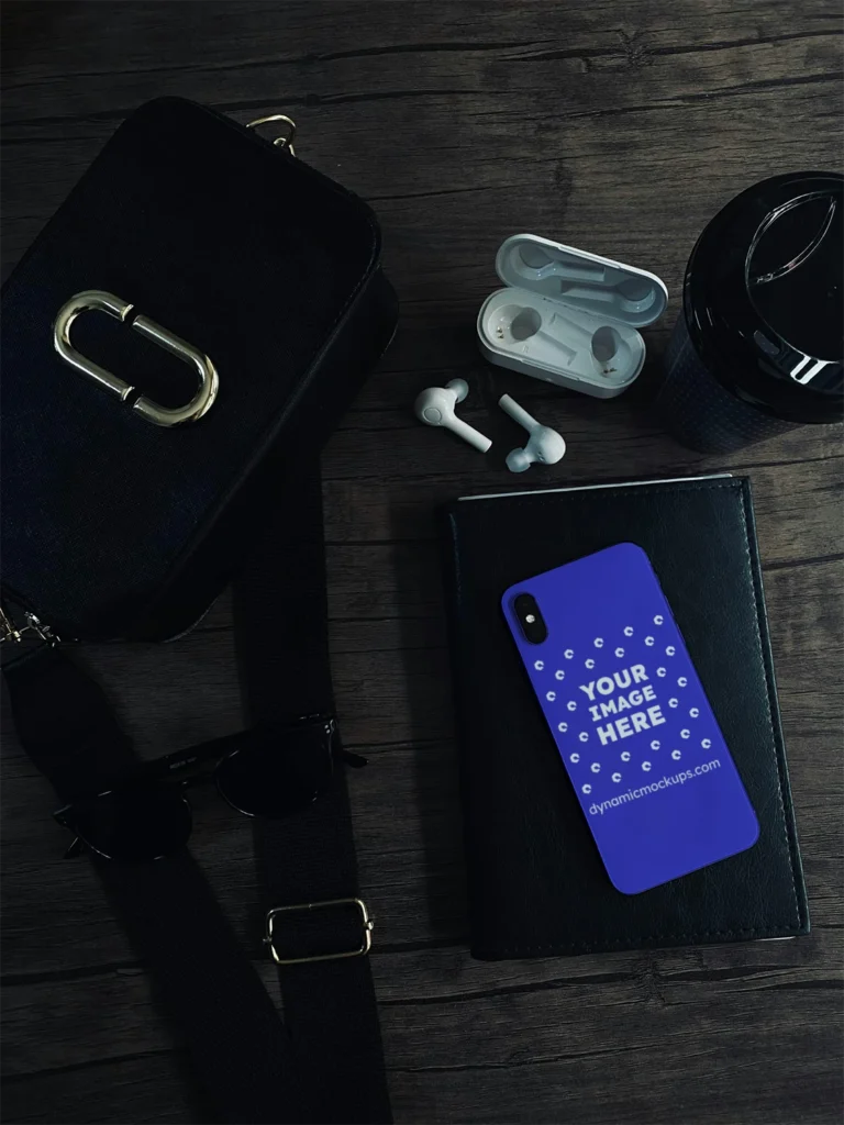 iPhone Blue Phone Case Mockup Template