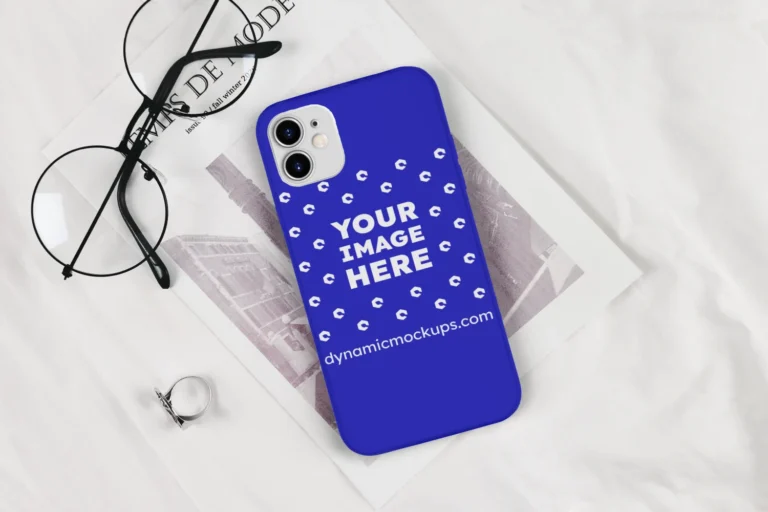 iPhone Blue Phone Case Mockup Template