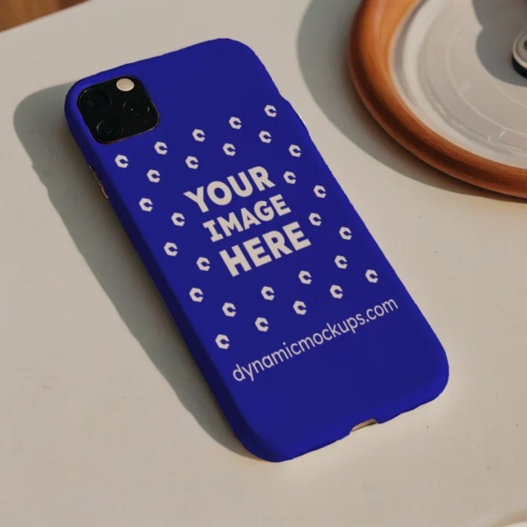 iPhone Blue Phone Case Mockup Template