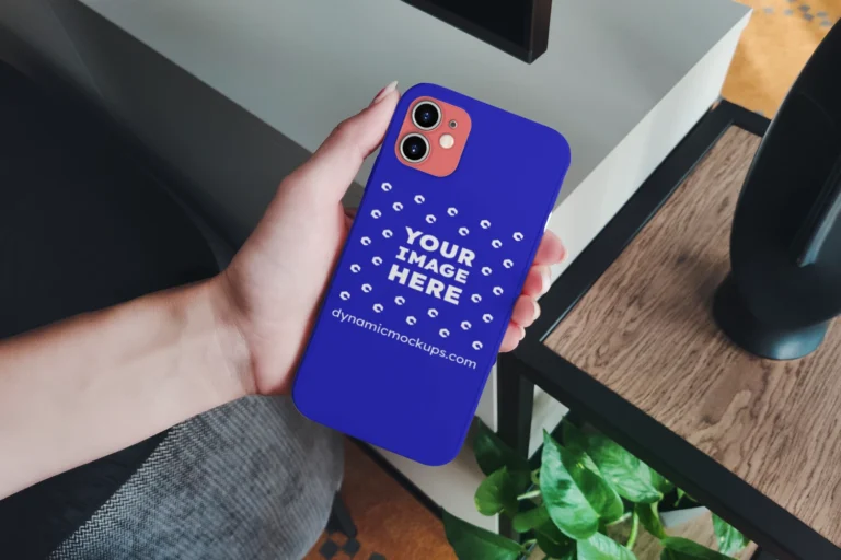 iPhone Blue Phone Case Mockup Template