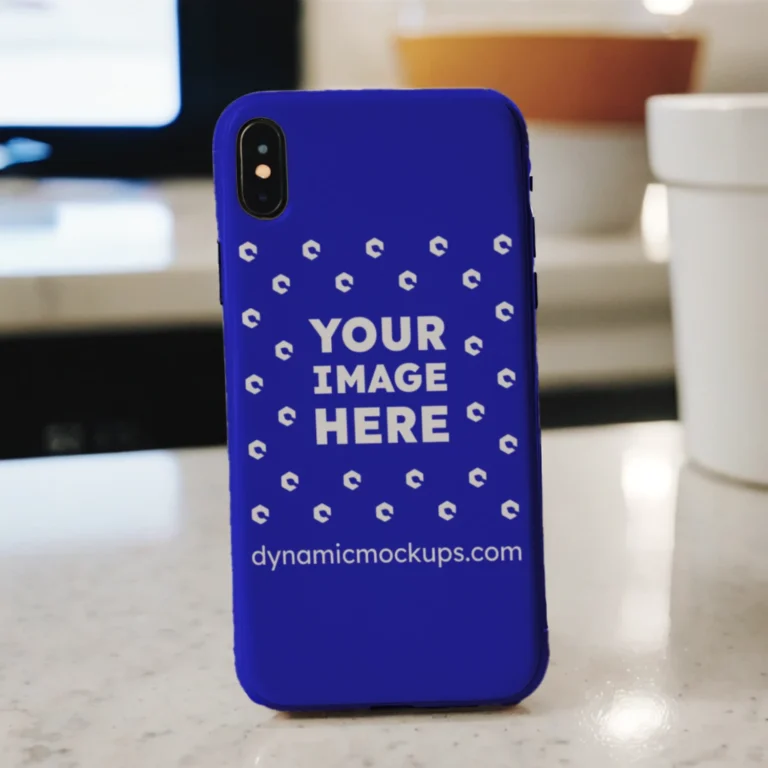 iPhone Blue Phone Case Mockup Template