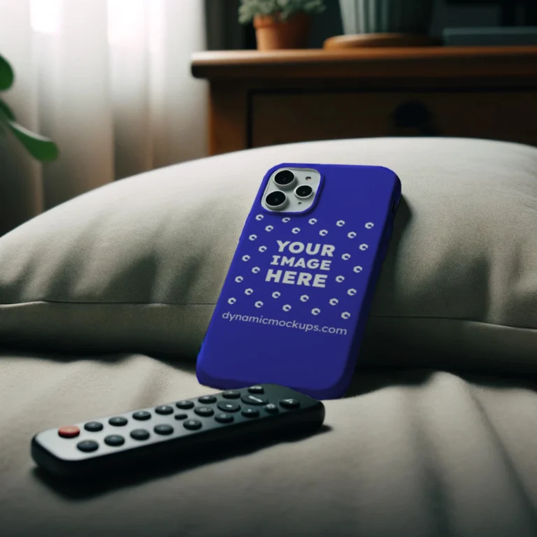 iPhone Blue Phone Case Mockup Template