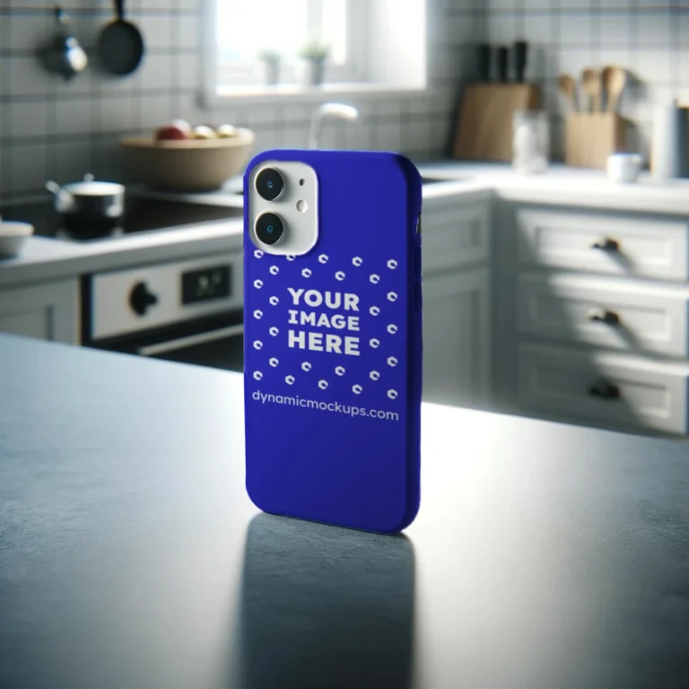 iPhone Blue Phone Case Mockup Template