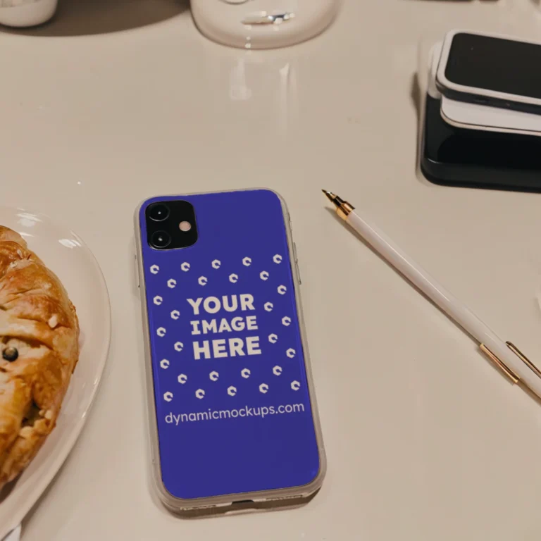 iPhone Blue Phone Case Mockup Template