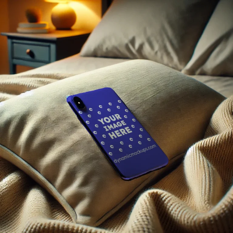 iPhone Blue Phone Case Mockup Template