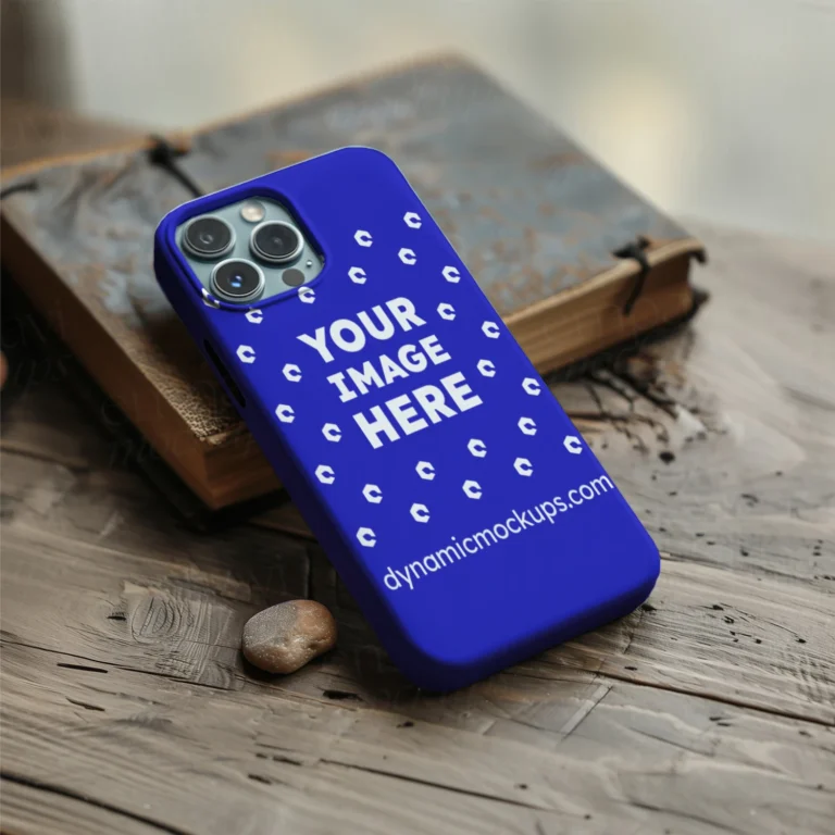 iPhone Blue Phone Case Mockup Template