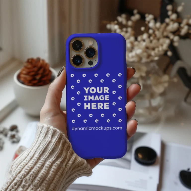 iPhone Blue Phone Case Mockup Template