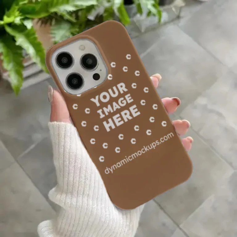 iPhone Brown Phone Case Mockup Template