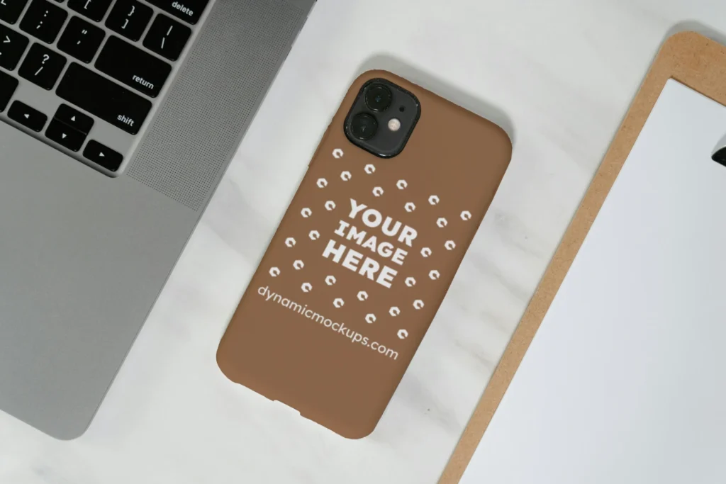 iPhone Brown Phone Case Mockup Template