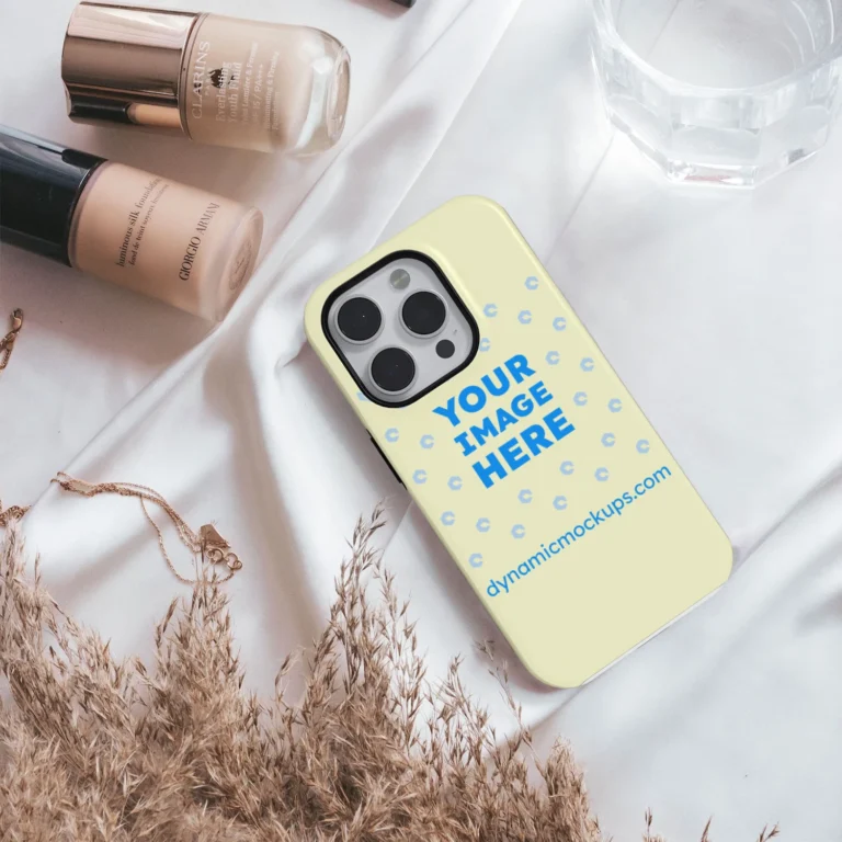iPhone Cream Phone Case Mockup Template