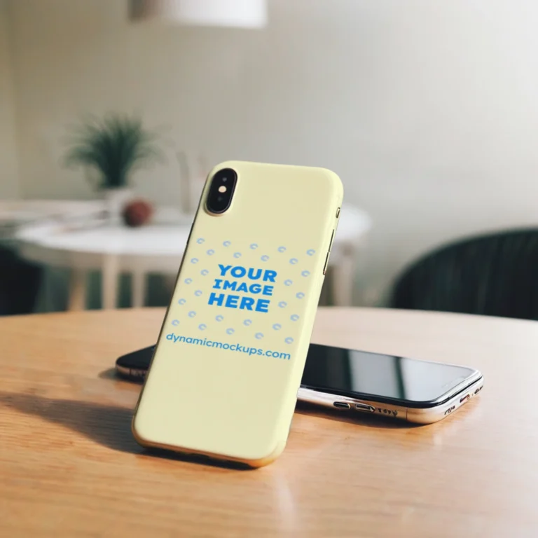iPhone Cream Phone Case Mockup Template