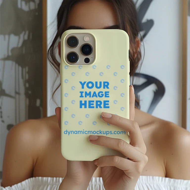 iPhone Cream Phone Case Mockup Template