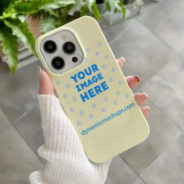 iPhone Cream Phone Case Mockup Template