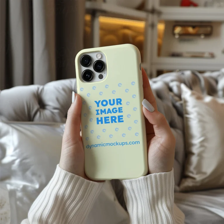 iPhone Cream Phone Case Mockup Template