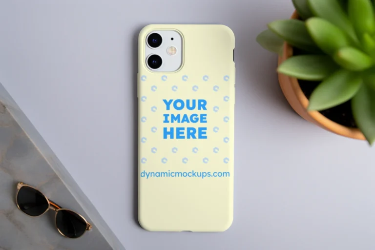 iPhone Cream Phone Case Mockup Template