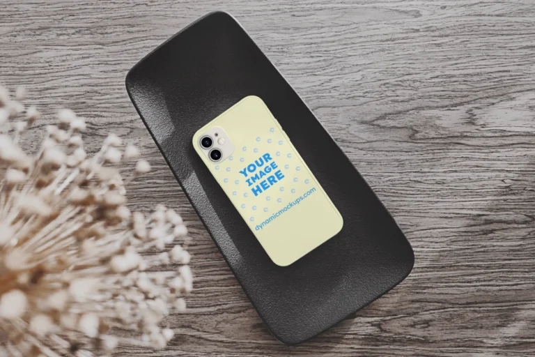 iPhone Cream Phone Case Mockup Template