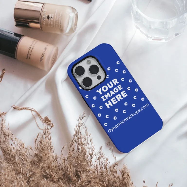 iPhone Dark Blue Phone Case Mockup Template