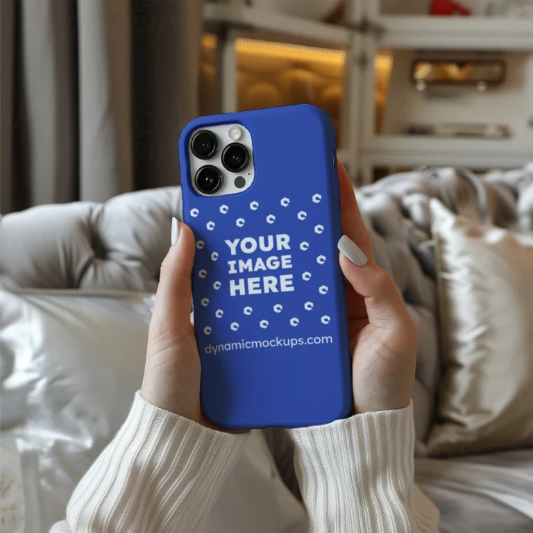 iPhone Dark Blue Phone Case Mockup Template