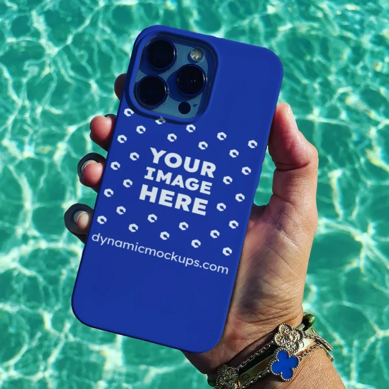iPhone Dark Blue Phone Case Mockup Template