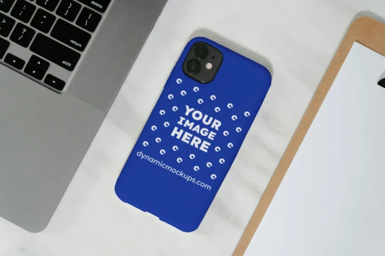 iPhone Dark Blue Phone Case Mockup Template