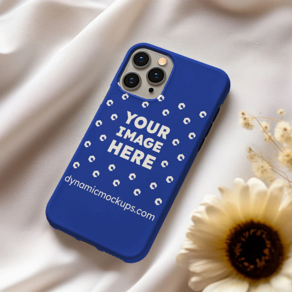 iPhone Dark Blue Phone Case Mockup Template