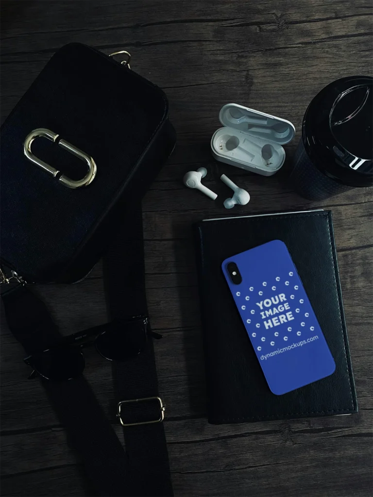 iPhone Dark Blue Phone Case Mockup Template