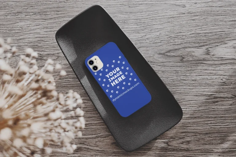 iPhone Dark Blue Phone Case Mockup Template