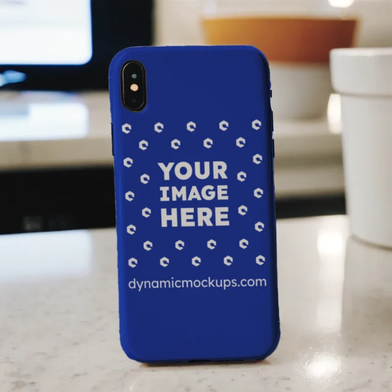 iPhone Dark Blue Phone Case Mockup Template