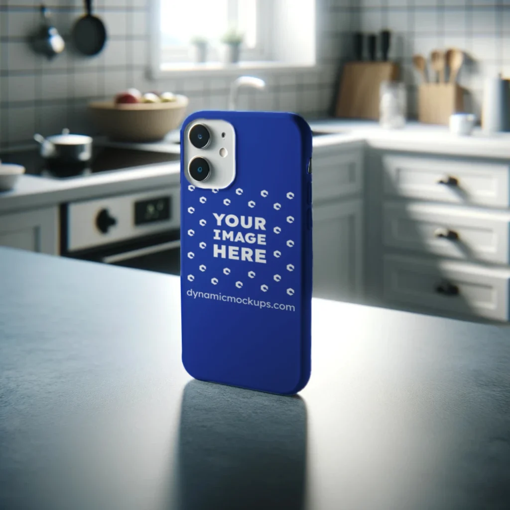 iPhone Dark Blue Phone Case Mockup Template