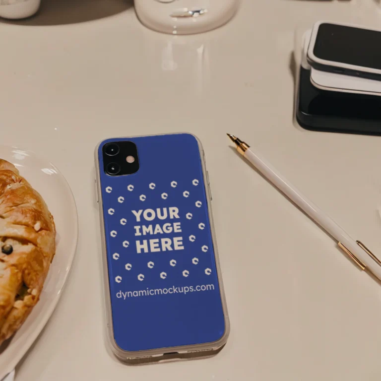 iPhone Dark Blue Phone Case Mockup Template
