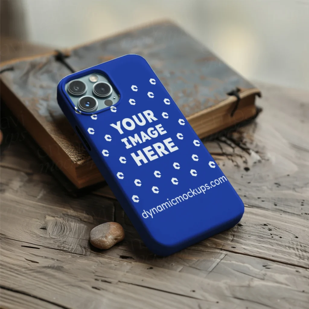 iPhone Dark Blue Phone Case Mockup Template