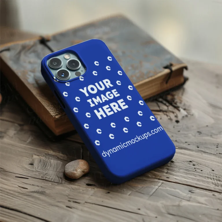 iPhone Dark Blue Phone Case Mockup Template