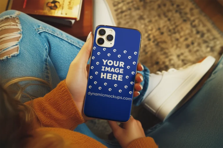 iPhone Dark Blue Phone Case Mockup Template