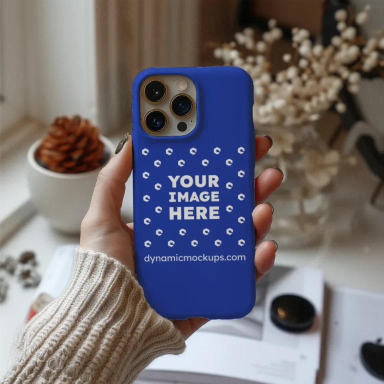 iPhone Dark Blue Phone Case Mockup Template