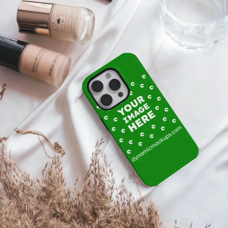 iPhone Green Phone Case Mockup Template