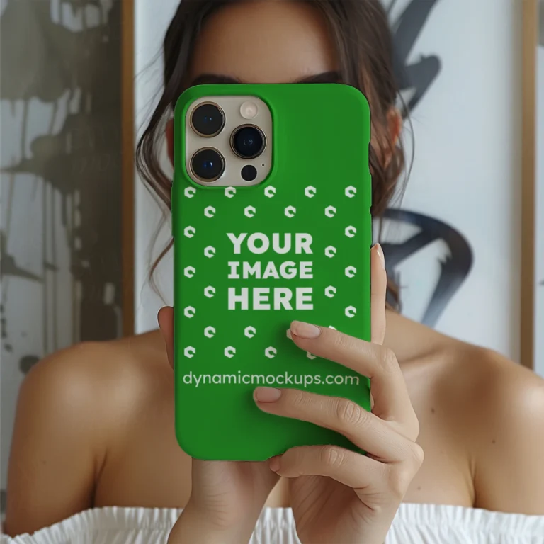 iPhone Green Phone Case Mockup Template