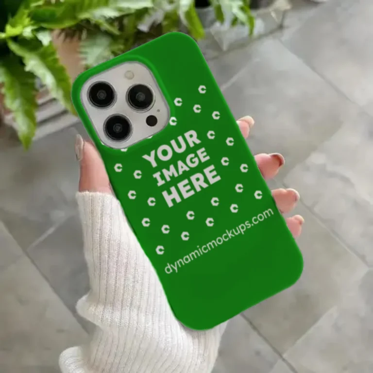 iPhone Green Phone Case Mockup Template