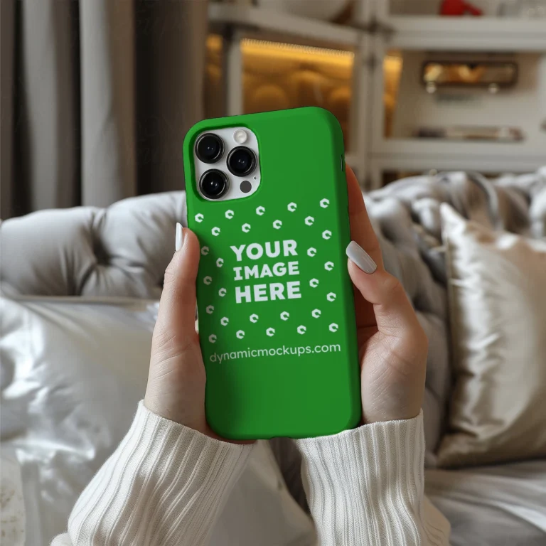 iPhone Green Phone Case Mockup Template