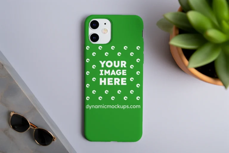 iPhone Green Phone Case Mockup Template