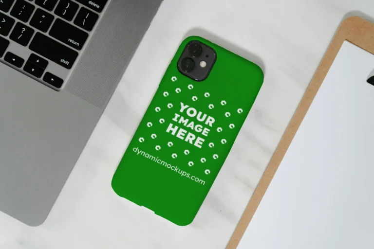 iPhone Green Phone Case Mockup Template